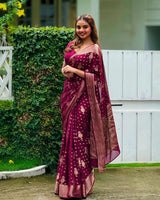 Rani Pink Jacquard Silk Saree | Wedding & Festive Wear