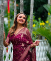 Rani Pink Jacquard Silk Saree | Wedding & Festive Wear