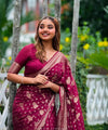 Rani Pink Jacquard Silk Saree | Wedding & Festive Wear