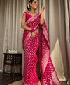 Rani Pink Jacquard Silk Saree | Wedding & Festive Wear