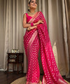 Rani Pink Jacquard Silk Saree | Wedding & Festive Wear