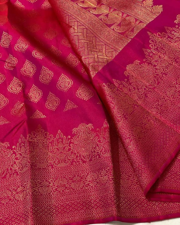 Rani Pink Kanjivaram Silk Saree | Festive & Party Wear