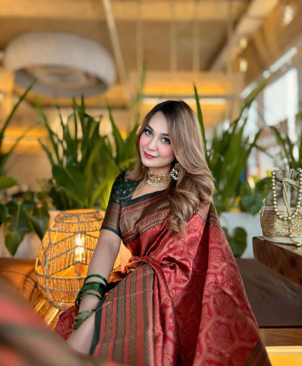 Rani Pink Kanjivaram Silk Saree | Wedding & Festive Wear
