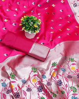 Rani Pink Paithani Silk Saree | Traditional Wedding Wear