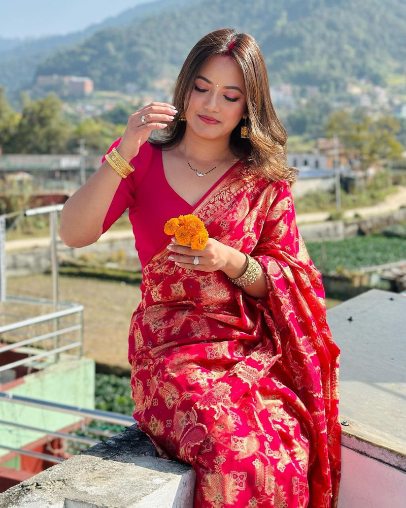 Rani Pink Paithani Silk Saree | Wedding & Reception Wear