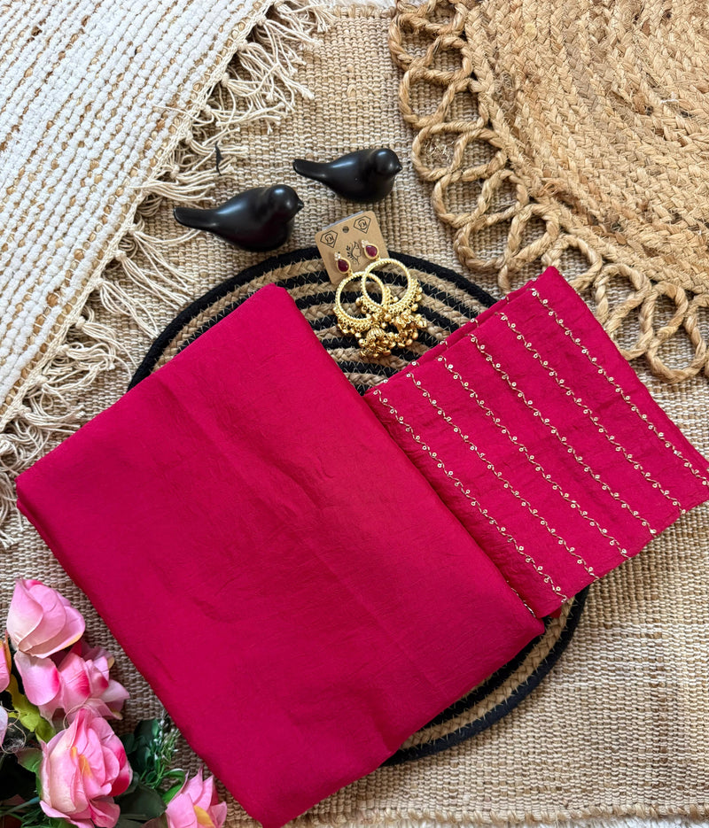 Rani Pink Rangoli Crush Saree with Sequin Bits Blouse | RD VIAANA