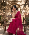 Rani Pink Rangoli Crush Saree with Sequin Bits Blouse | RD VIAANA