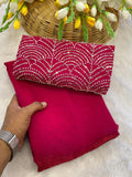 Rani Pink Satin Bollywood Saree with Moti Work Designer Blouse | RD DIVISHA