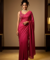 Rani Pink Satin Bollywood Saree with Moti Work Designer Blouse | RD DIVISHA