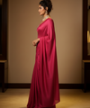 Rani Pink Satin Bollywood Saree with Moti Work Designer Blouse | RD DIVISHA