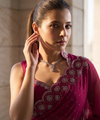 Rani Pink Satin Saree with Zari Weaving & Siroski Border | RD TANISHKA