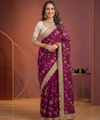 Rani Pink Space Satin Sequin Bits Work Saree for Party Wear | RD RAADO