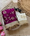 Rani Pink Space Satin Sequin Bits Work Saree for Party Wear | RD RAADO