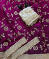 Rani Pink Space Satin Sequin Bits Work Saree for Party Wear | RD RAADO