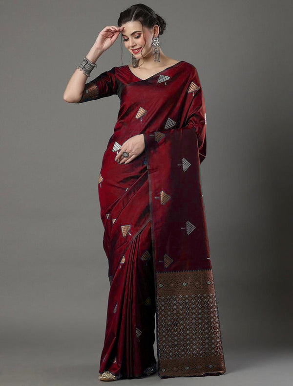 Red Banarasi Silk Saree | Bridal & Festive Wear detail view