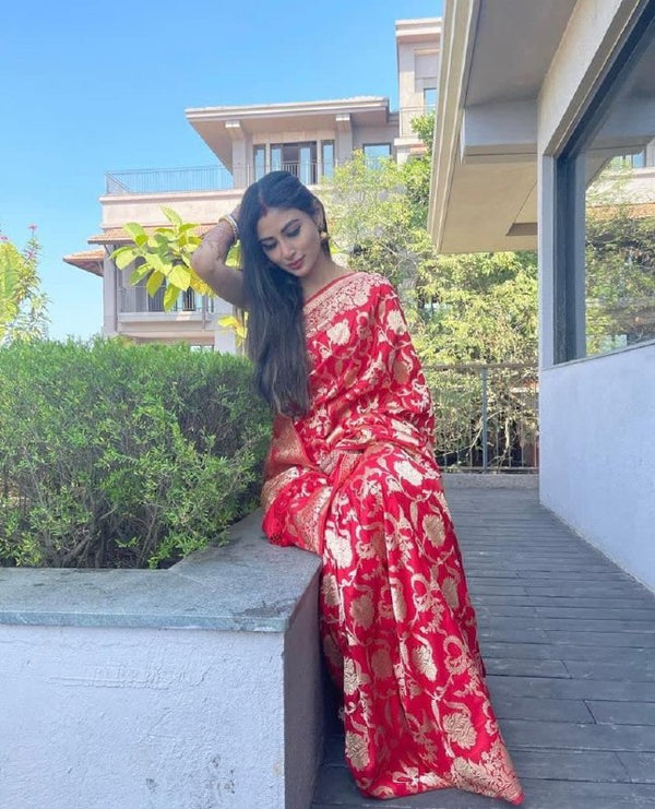 Red Banarasi Silk Saree | Bridal & Festive Wear