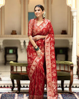 Red Banarasi Silk Saree | Ethnic Wear for Women