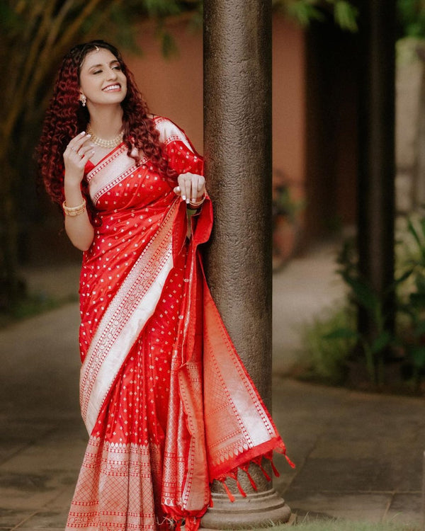 Red Banarasi Silk Saree | Ethnic Wear for Women