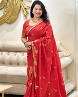 Red Banarasi Silk Saree | Festival & Ceremony Wear