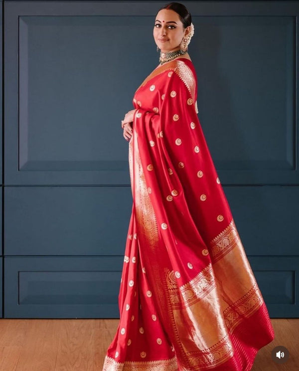 Red Banarasi Silk Saree | Festival & Ceremony Wear