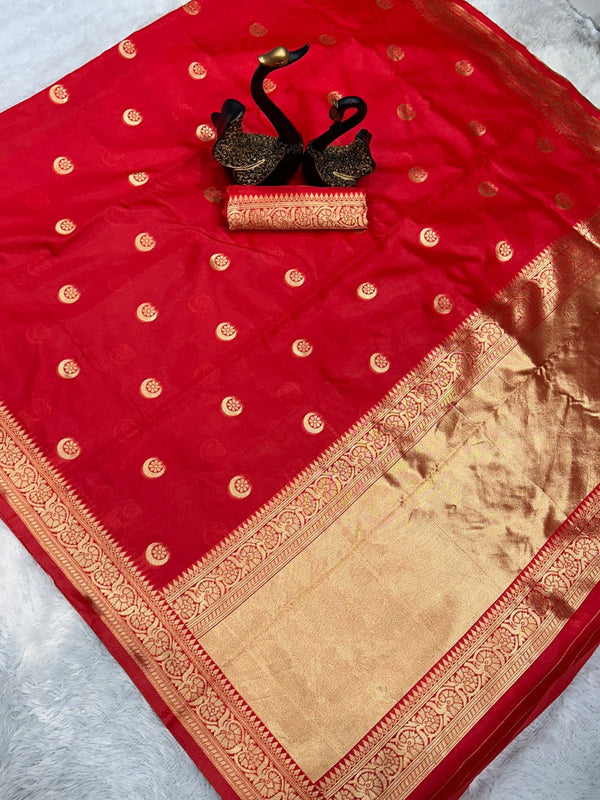 Red Banarasi Silk Saree | Festival & Ceremony Wear