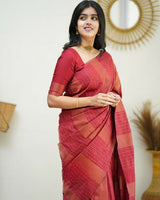 Red Banarasi Silk Saree | Festive & Party Wear