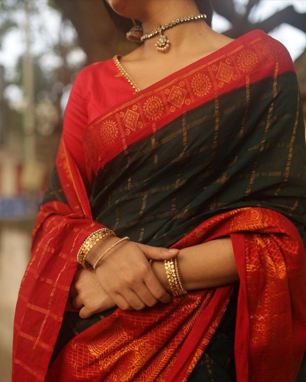 Red Banarasi Silk Saree | Festive & Party Wear
