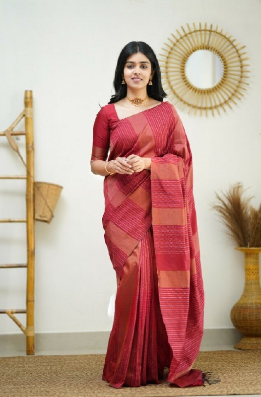 Red Banarasi Silk Saree | Festive & Party Wear