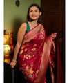 Red Banarasi Silk Saree | Festive & Party Wear