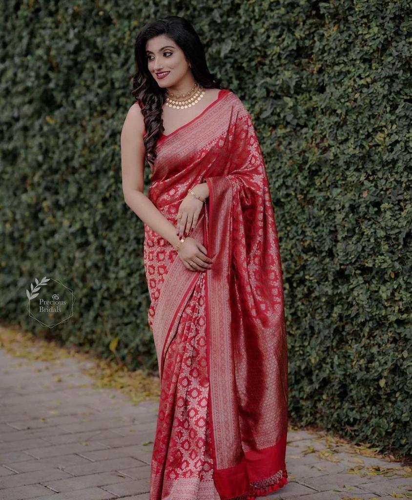 Red Banarasi Silk Saree | Traditional Wedding Wear