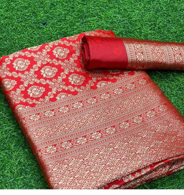 Red Banarasi Silk Saree | Traditional Wedding Wear