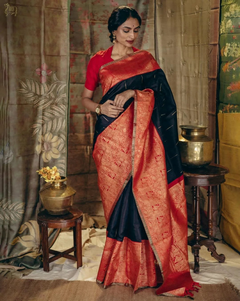 Red Banarasi Silk Saree | Traditional Zari Weave