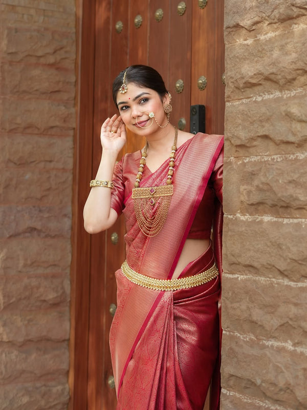 Red Banarasi Silk Saree | Traditional Zari Weave