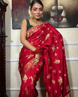 Red Banarasi Silk Saree | Wedding & Festive Wear