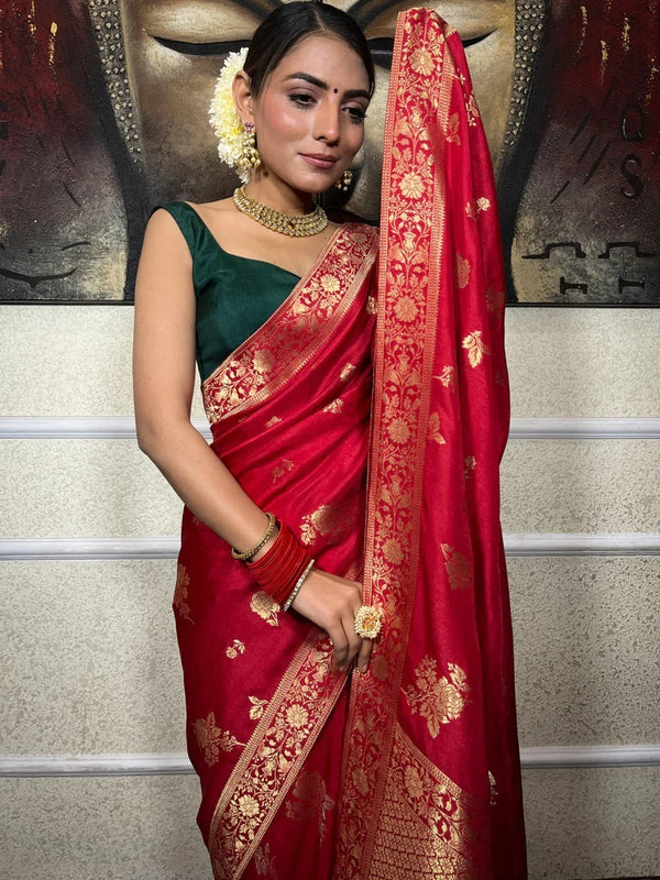 Red Banarasi Silk Saree | Wedding & Festive Wear