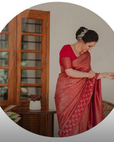 Red Banarasi Silk Saree | Wedding & Reception Wear