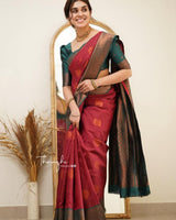 Red Banarasi Silk Saree | Wedding & Reception Wear
