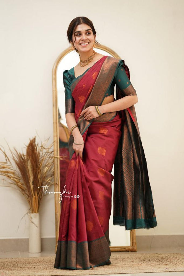 Red Banarasi Silk Saree | Wedding & Reception Wear detail view