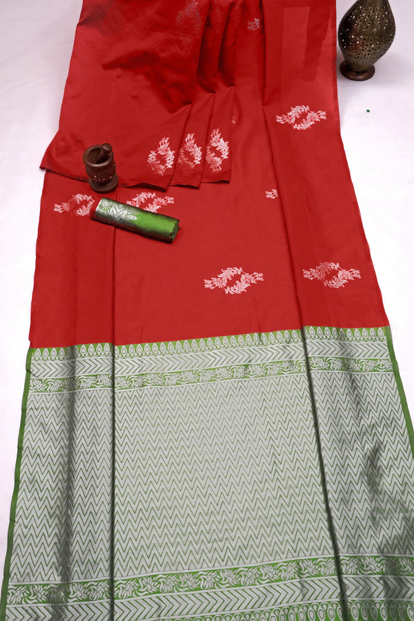 Red Banarasi Silk Saree | Wedding & Reception Wear