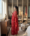 Red Chiffon Party Wear Saree with Siroski & Moti Work | RD KHUSHI