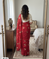 Red Chiffon Party Wear Saree with Siroski & Moti Work | RD KHUSHI
