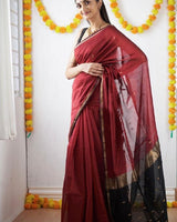 Red Cotton Saree | Festive & Party Wear
