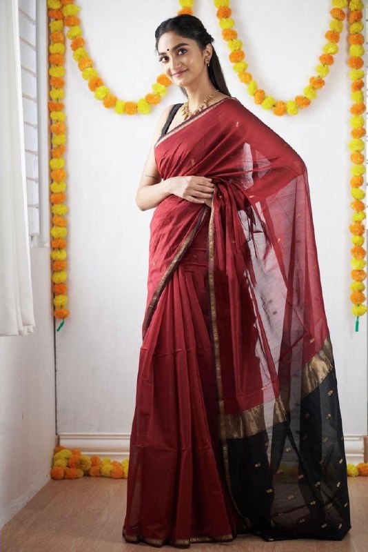 Red Cotton Saree | Festive & Party Wear detail view