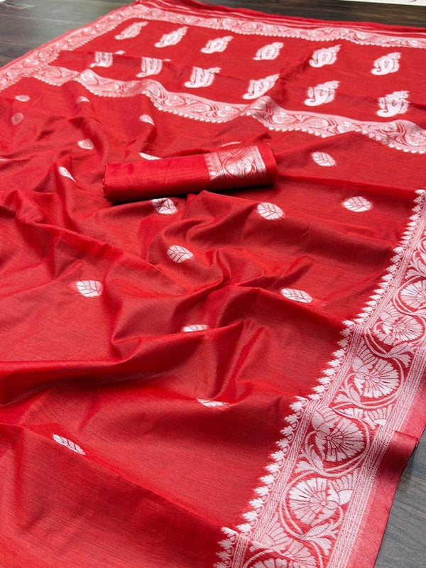Red Cotton Saree | Traditional Handloom Wear