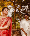 Red Jacquard Silk Saree | Bridal & Festive Wear