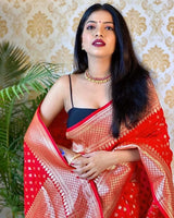 Red Jacquard Silk Saree | Festival & Ceremony Wear