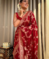 Red Jacquard Silk Saree | Rich Zari Border Saree