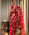 Red Jacquard Silk Saree | Rich Zari Border Saree