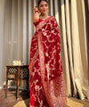 Red Jacquard Silk Saree | Rich Zari Border Saree