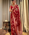 Red Jacquard Silk Saree | Rich Zari Border Saree